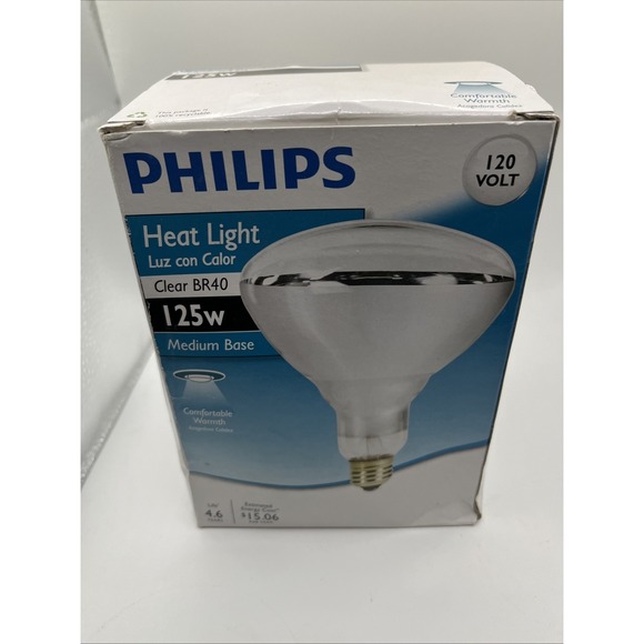 Phillips BR40 Clear Heat Light Bulb 125-Watt 125BR40/1 #G111A New - Picture 1 of 6